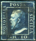 Us 1859 - Sicilia "10 Grana Azzurro Cupo" Stampa Oleosa (12) Usato Pos. 75/100 , Diena & Cert. L. Guido (900) - Sicile