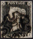 Us 1840 - Gran Bretagna Cat Unificato (1) Penny Black Annullo Croce Di Malta, Cert. Bolaffi - Oblitérés