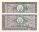 ROMANIA - 2 X 10 Lei Consecutive - 1966 - Pick 94 - AUnc - Série A. 0194 - Rumania