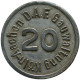 LaZooRo: Germany Köln Aachen 20 Pfennig ND (1933-1944) - D.A.F. Gauwaltung - Monetary/Of Necessity