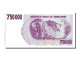 Billet, Zimbabwe, 750,000 Dollars, 2007, 2007-12-31, NEUF - Zimbabwe