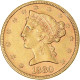 États-Unis, $5, Half Eagle, Coronet Head, 1880, Philadelphie, Or, TTB+, KM:101 - 5$ - Half Eagle - 1866-1908: Coronet Head