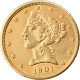 Monnaie, États-Unis, Coronet Head, $5, Half Eagle, 1901, U.S. Mint, San - 10$ - Eagle - 1866-1907: Coronet Head