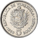 Monnaie, Venezuela, 5 Bolivares, 1989, Werdohl, TTB+, Nickel Clad Steel - Venezuela