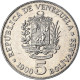 Monnaie, Venezuela, 5 Bolivares, 1990, TTB+, Nickel Clad Steel, KM:53a.2 - Venezuela