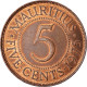 Monnaie, Maurice, Elizabeth II, 5 Cents, 1975, TTB+, Bronze, KM:34 - Mauritius