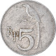 Monnaie, Indonésie, 5 Rupiah, 1970 - Indonésie