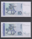 Deutsche Bundesbank 2 Banknoten 1991 Gauß 10 DM Bankfrisch , - 10 Deutsche Mark