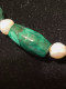 Delcampe - Lunga Antica Collana In Malachite E Perle Di Fiume - Arte Africana