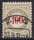 Schweiz: Portomarke SBK-Nr. 28BN (Rahmen Bräunlicholiv, Wasserzeichen Kreuz, 1908-1909) Stempel ZUG 23 II 12 - Impuesto