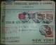 CORREIO AÉREO - REGISTADO - WWII - CENSURAS - DESTINO A NOVA YORK (PORTE 40$75) - Cartas & Documentos