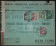 CORREIO AÉREO -REGISTADO - WWII - CENSURAS - DESTINO A NOVA YORK  (PORTE 25$75) - Lettres & Documents