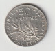 Semeuse 50c Argent 1920- Silver - 1/2 F - - 50 Centimes