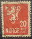 Norway Lion 20 Used Postmark Stamp Classic - Usati