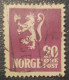 Norway Lion 20 Used Stamp Classic-Type Line Between ØRE And POST - Gebruikt