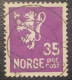 Norway Lion 35 Used Postmark Stamp Classic - Oblitérés