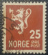 Norway Lion 25 Used Stamp Classic - Gebraucht