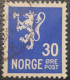 Norway Lion 30 Used Stamp Classic - Oblitérés
