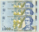 ROMANIA - 3 X 1.000 Lei ( Consecutive ) - 1998 - Pick 106 - Unc. - Série 003D - Wmk: Large, Sloping BNR - 1000 - Roumanie