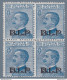 1922-23 Regno Di Italia, BLP N° 8 25 Cent. Azzurro QUARTINA MNH/** Certificato - Timbres Pour Envel. Publicitaires (BLP)