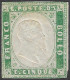 SARDEGNA - 1855-1863 IV Emissione Effige Di V.E.II C. 5 Verde Smeraldo Nuovo Con Gomma (Sass.n.13d) Valore Cat. 15.000 - Sardinien