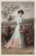 FANTAISIES - Femmes - Une Femme Tenant Un Panier De Fleur - Mille Bons Baisers - Carte Postale Ancienne - Femmes