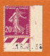 Timbre Coin Daté 1938 Type Semeuse 1924 Y&T N°190 20c Lilas-rose Neuf Sans Charnière - ....-1929