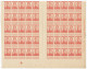 TIMBRE STAMP ZEGEL BELGIQUE  EXEPTIONNELLE PLANCHE DE 50 No 123 NON DENTELE SANS GOMME  XX - ...-1930