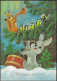 URSS 1987. Carte, Entier Postal. Nouvel An, Lapin Et Tambour, écureuil Soufflant Dans Un Instrument, Oiseaux Au Chant - Hasen