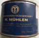 Ancient Empty Metal Tobacco Box Tabakwaren-Fachgeschäft H. MüHLEN, Made In Denmark, Average 10 Cm - Contenitori Di Tabacco (vuoti)