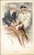 HARRISON FISHER SIGNED 1917 POSTCARD - COUPLE - THE PROPOSAL - PUB BY REINTHAL & NEWMAN . N.186 (5312/2) - Fisher, Harrison