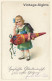 Little Girl With Huge School Cone & Tornister (Vintage PC ~1920s/1930s) - Scuole