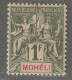 MOHELI - N°14 * (1906-07) 1fr Olive - Unused Stamps