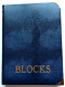 VINTAGE, MEDIUM, EMPTY, BLUE FAUX CROCODILE SKIN COVERED STOCKBOOK. #03312 - Formato Grande, Sfondo Nero