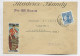 PORTUGAL 50 REIS SOL LETTRE COVER COOR TELEG 1910 + VIGNETTE MADERE BLANDY FUNCHAL ILE DE MADERE TO FRANCE - Briefe U. Dokumente