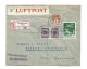 DENMARK DANMARK - 1925 AIRMAIL LUFTPOST REGISTERED COVER TO ENGLAND - Luftpost