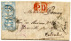 ALLEMAGNE - TOUR ET TAXIS - 6 KR PAIRE SUR LETTRE D'HOMBURG POUR LA FRANCE, 1866 - Storia Postale