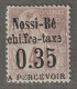 NOSSI-BE - TAXE - N°4 * (1891) 35c Sur 4c Lilas-brun - Signé - - Unused Stamps