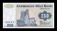 Azerbaiyán Azerbaijan 250 Manat 1992 Pick 13b Sc Unc - Arzerbaiyán