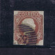 #87011 PORTUGAL Used D.Pedro V Cabelos Lisos 5 REIS Jan.1855 N.D. Castanho Vermelho Tipo III Marca Postal 52 -Porto - Gebraucht