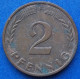 GERMANY - 2 Pfennig 1961 F KM# 106 Federal Republic Mark Coinage (1946-2002) - Edelweiss Coins - 2 Pfennig