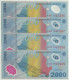 ROMANIA - 4 X 2.000 Lei - 1999 - Pick 111.a - Unc. - Série 004C - Total Solar ECLIPSE Commemorative POLYMER - 2000 - Roumanie