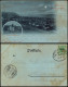 Lahnstein 2 Bild Stolzenfels    Mondscheinlitho 1898  Gel. Bahnpoststempel - Lahnstein