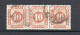 Spain 1867 Old Paper-stamps In Strip Of Three (Michel 87) Nice Used - Gebraucht