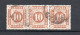 Spain 1867 Old Paper-stamps In Strip Of Three (Michel 87) Nice Used - Usados