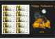 Belgique Belgien Belgie Belgium Duostamp 2015; Halloween: CAT, Owl, Pumpkins, Full Moon. Sheet Of 10 Stamps. - Gatti