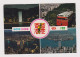HONG KONG Four Views By Night, Peak Tramway, Vintage Photo Postcard 1980 Sent Airmail W/Topic Stamp To Bulgaria (727) - Covers & Documents