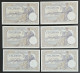 6 X 100 Dinara 1929 UNC, Aleksandar Kingdom Of Yugoslavia, Serial Numbers  994, 995, 996, 997, 998, 999 - Jugoslavia