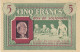 Bon De Solidarité France 5 Francs - Pétain 1941 / 1942 KL.05B NEUF Verso Rouge Série E - Bonds & Basic Needs