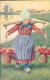 FEIERTAG SIGNED 1910s POSTCARD -  DUTCH GIRL & FLOWERS - EDIT B.K.W.I. - 158/1 (5421) - Feiertag, Karl